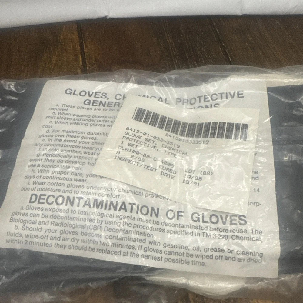 USGI Chemical Protective Gloves Type II (1) Pair DLA100-88-C-4009 1q/91